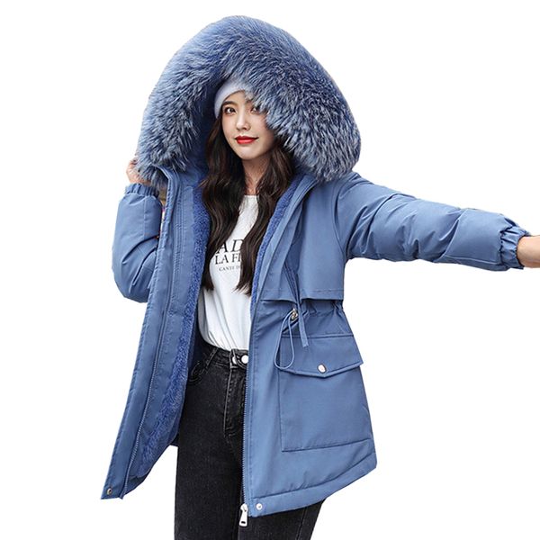down parka big collar women parka winter jacket woman 2020 jacket women medium and long pike down jacket, Black