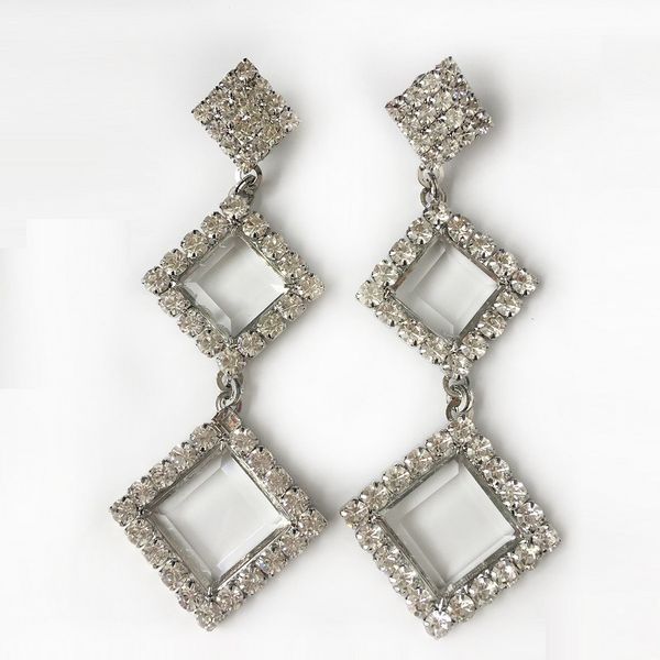 new european and american fashionable ear clip geometric glass zircon long earrings earrings, Silver
new european and american fashionable ear clip geometric glass zircon long earrings earrings, Silver