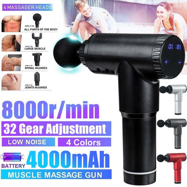 8000 r/min therapy massage guns 32 gears touch screen button led display deep muscle massager relax body pain relief slimming
8000 r/min therapy massage guns 32 gears touch screen button led display deep muscle massager relax body pain relief slimming