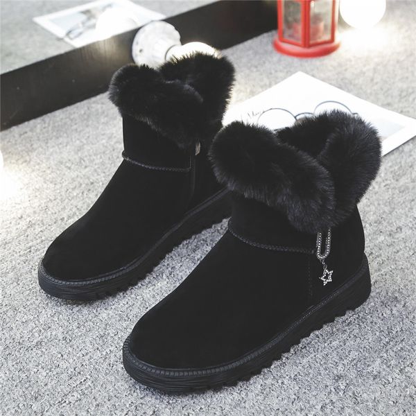 flat warm snow boots women ankle boots women winter shoes snow female warm fur plush insole metal decoration u11-11, Black
flat warm snow boots women ankle boots women winter shoes snow female warm fur plush insole metal decoration u11-11, Black