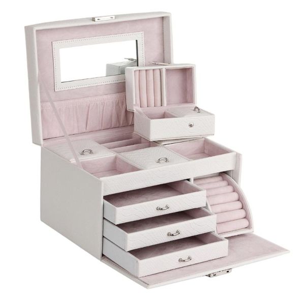 large jewelry storage organizer armoire pu bracelet mirrored case red jewellery display rings box earring holder with travel bag, Pink;blue
large jewelry storage organizer armoire pu bracelet mirrored case red jewellery display rings box earring holder with travel bag, Pink;blue