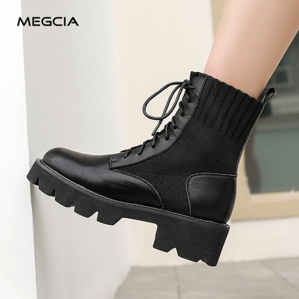 women's autumn boots lace up platform ankle boots genuine leather martins shoes knitted booties black square heel shoes new a45
women's autumn boots lace up platform ankle boots genuine leather martins shoes knitted booties black square heel shoes new a45