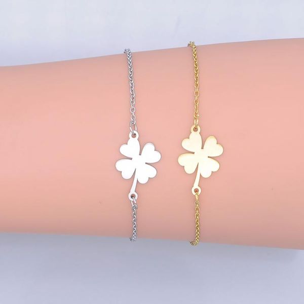 link, chain 100% stainless steel dainty lucky clover charm bracelet for women wholesale factory sale fashion jewelry bracelets drop, Black
link, chain 100% stainless steel dainty lucky clover charm bracelet for women wholesale factory sale fashion jewelry bracelets drop, Black