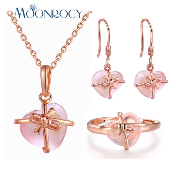 moonrocy rose gold color heart crystal ross quartz pink opal necklace earrings and ring jewelry set for cute jewelry women, Silver
moonrocy rose gold color heart crystal ross quartz pink opal necklace earrings and ring jewelry set for cute jewelry women, Silver