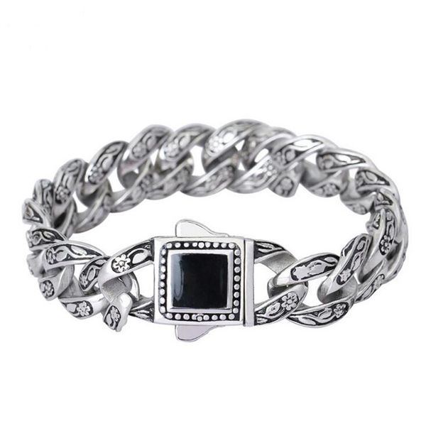 punk rock retro rose flower bike bracelet for man black stone stainless steel men's biker curb chain link bracelet 15mm heavy
punk rock retro rose flower bike bracelet for man black stone stainless steel men's biker curb chain link bracelet 15mm heavy