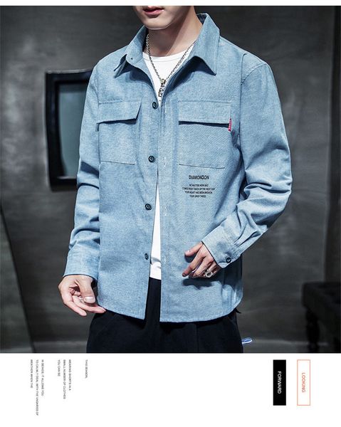 casual long sleeve lapel neck cotton blend shirt teenager spring autumn clothing mens designer shirt with pockets, White;black
casual long sleeve lapel neck cotton blend shirt teenager spring autumn clothing mens designer shirt with pockets, White;black