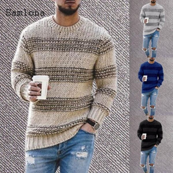 samlona 2020 knitting sweater mens autumn new leisure casual patchwork color stripes sweaters pullovers male winter warm clothes, White;black
samlona 2020 knitting sweater mens autumn new leisure casual patchwork color stripes sweaters pullovers male winter warm clothes, White;black