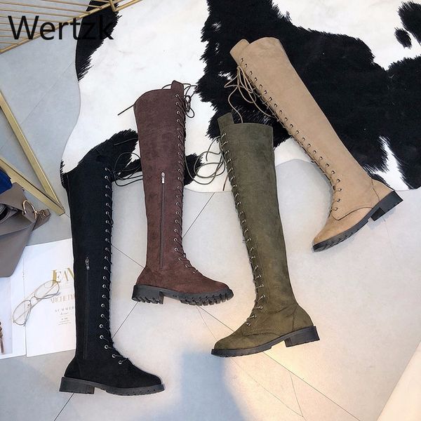 knee boots 2020 woman fashion winter snow boots lace up casual plus size female round toe flat over knee women's shoes, Black 
knee boots 2020 woman fashion winter snow boots lace up casual plus size female round toe flat over knee women's shoes, Black