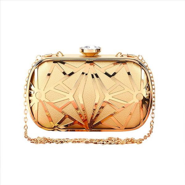 2019 summer women fashion women new metal hollow out evening bag rhinestone clutch shoulder cross bags