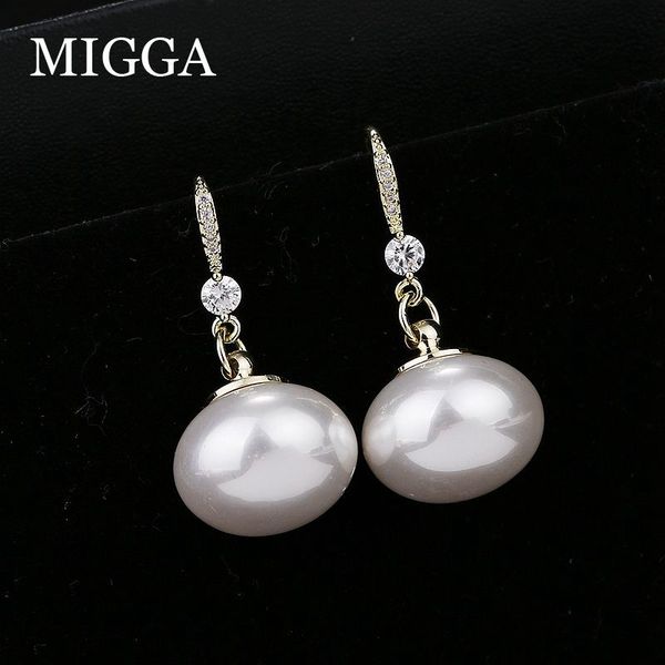 migga large oval imitation pearl dangle earrings gold color clear zircon crystal women party jewelry, Silver
migga large oval imitation pearl dangle earrings gold color clear zircon crystal women party jewelry, Silver
