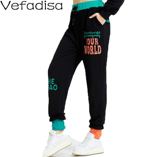 vefadisa stitching color letter print women pants 2020 autumn drawstring pencil pants casual full length black qyf3609, Black;white
vefadisa stitching color letter print women pants 2020 autumn drawstring pencil pants casual full length black qyf3609, Black;white