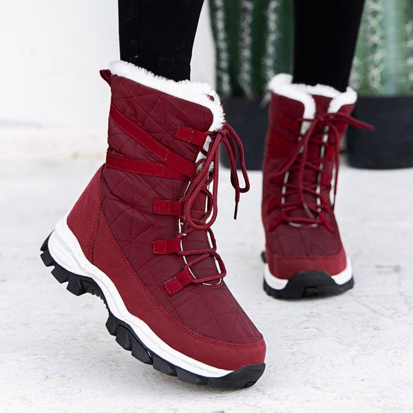 new 2020 women winter boots thicken fur high-lace-up snow boots women ankle outdoor no-slip waterproof winter shoes, Black
new 2020 women winter boots thicken fur high-lace-up snow boots women ankle outdoor no-slip waterproof winter shoes, Black