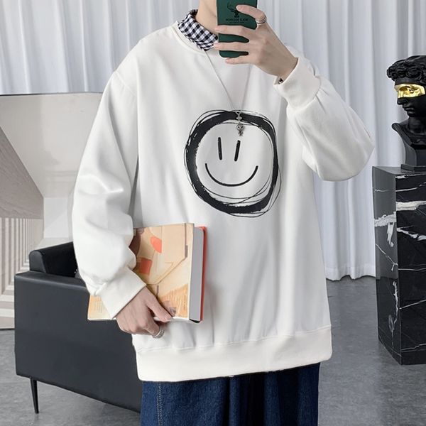 smiley face printed long sleeve sweater men's autumn trendy ins loose round neck trendy brand student style clothes couple wear sweater, Black
smiley face printed long sleeve sweater men's autumn trendy ins loose round neck trendy brand student style clothes couple wear sweater, Black