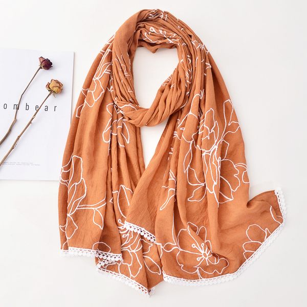 scarves royalmaybe foreign trade white embroidered cotton scarf orange lace fringed decorative shawl long gauze, Blue;gray
scarves royalmaybe foreign trade white embroidered cotton scarf orange lace fringed decorative shawl long gauze, Blue;gray