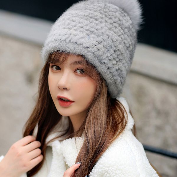 berets winter hats female real genuine fur pompom women fashion natural capes s7712, Blue;gray
berets winter hats female real genuine fur pompom women fashion natural capes s7712, Blue;gray