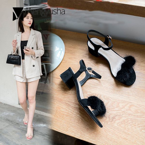 hairball suede open toe women sandals thick med high heels gladiator sandalias buckle round toe cute girls sandales over size 42, Black
hairball suede open toe women sandals thick med high heels gladiator sandalias buckle round toe cute girls sandales over size 42, Black