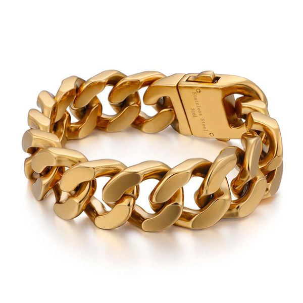 link, chain 20mm punk men's biker bracelet jewelry 22cm stainless steel gold color heavy chunky curb cuban link bracelets & bangles, Black
link, chain 20mm punk men's biker bracelet jewelry 22cm stainless steel gold color heavy chunky curb cuban link bracelets & bangles, Black