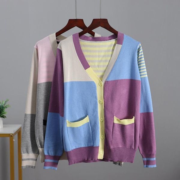 striped knit cardigans sweater women v neck patchwork elegaht thin pull femme print short casual coat fall winter, White;black
striped knit cardigans sweater women v neck patchwork elegaht thin pull femme print short casual coat fall winter, White;black