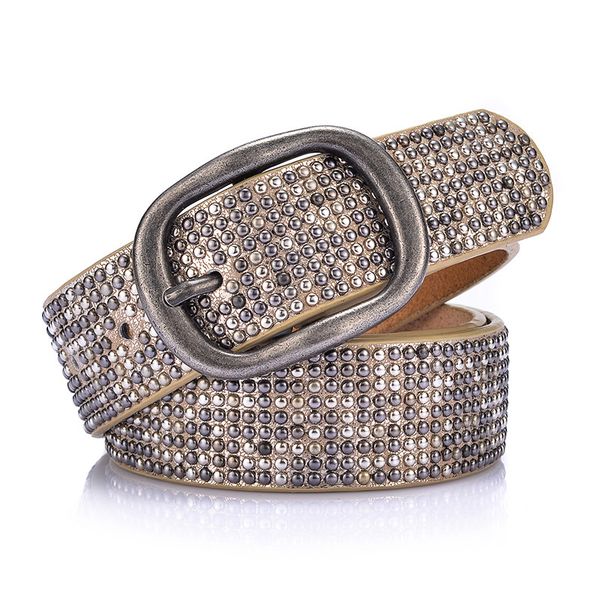 european and american style rivet decoration womens belts wild fashion cool wide women belt, Black;brown