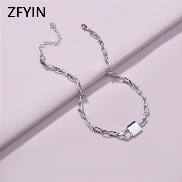 zfyin trendy simple chic style thick chain chunky necklace-sideways lock statement necklace, Silver
zfyin trendy simple chic style thick chain chunky necklace-sideways lock statement necklace, Silver