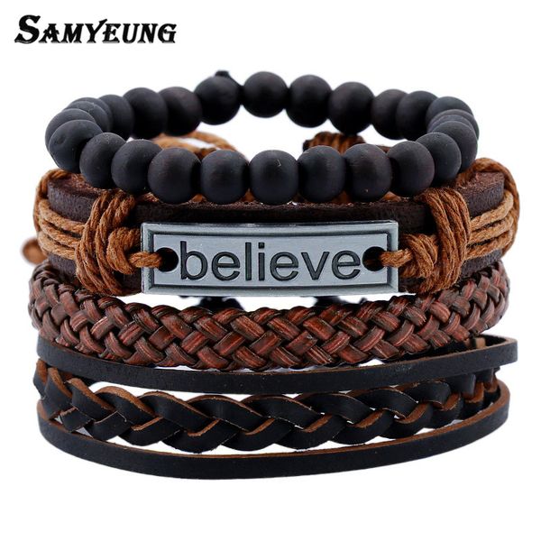 4pcs vintage leather bracelets set men women jewelry believe bracelet beads braclet male braslet femme pulseras dropshipping, Golden;silver
4pcs vintage leather bracelets set men women jewelry believe bracelet beads braclet male braslet femme pulseras dropshipping, Golden;silver