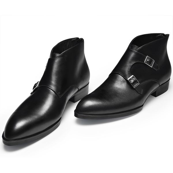 elegant men full grain leather buckle dress boots man pointed toe zip ankle boots warm plush snow trendy wedding shoes, Black
elegant men full grain leather buckle dress boots man pointed toe zip ankle boots warm plush snow trendy wedding shoes, Black