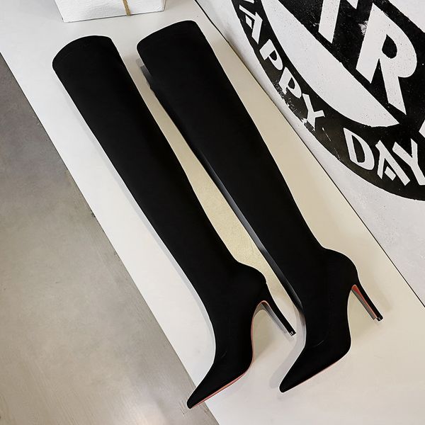 2021 stretch flock over the knee boots hoof high heel square toe long boots autumn winter slip on women shoes size 34-43, Black
2021 stretch flock over the knee boots hoof high heel square toe long boots autumn winter slip on women shoes size 34-43, Black