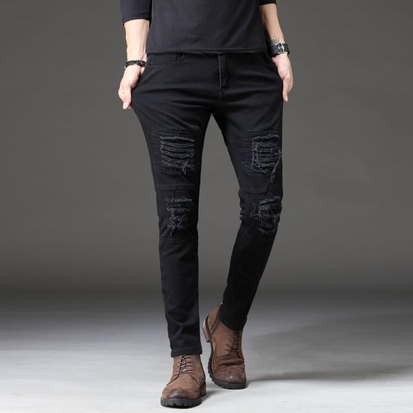 skinny ripped jeans slim black men fashion tight hip-hop trousers stretch pencil pants all-match trend ripped jeans for men, Blue
skinny ripped jeans slim black men fashion tight hip-hop trousers stretch pencil pants all-match trend ripped jeans for men, Blue