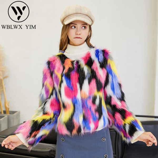 women's fur & faux winter coat women fashion rainbow color jacket thick warm short coats female furry overcoat, Black
women's fur & faux winter coat women fashion rainbow color jacket thick warm short coats female furry overcoat, Black