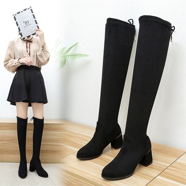 2020 autumn winter women boot suede over the knee boots lace up high heels shoes woman female slim thigh botas warm boots, Black
2020 autumn winter women boot suede over the knee boots lace up high heels shoes woman female slim thigh botas warm boots, Black