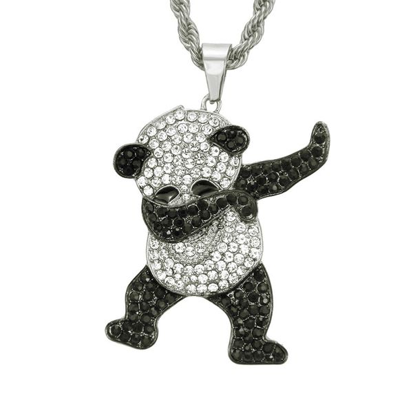 pendant necklaces gold color rhinestone luxury hip hop dancing animal panda iced out rock for mens jewelry gifts#ss30, Silver
pendant necklaces gold color rhinestone luxury hip hop dancing animal panda iced out rock for mens jewelry gifts#ss30, Silver