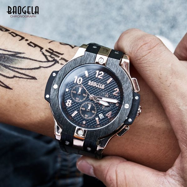 baogela men watches luxury waterproof watch sport chronograph quartz wristwatch male relogio masculino army clock 1909, Slivery;brown
baogela men watches luxury waterproof watch sport chronograph quartz wristwatch male relogio masculino army clock 1909, Slivery;brown
