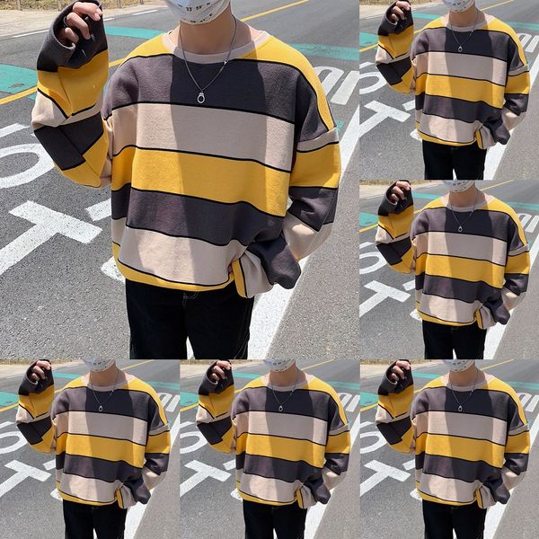 men's striped sweater men's 2020 autumn new loose round neck pullover coat pullover casual long sleeve coat for men 3hy7h, Black
men's striped sweater men's 2020 autumn new loose round neck pullover coat pullover casual long sleeve coat for men 3hy7h, Black