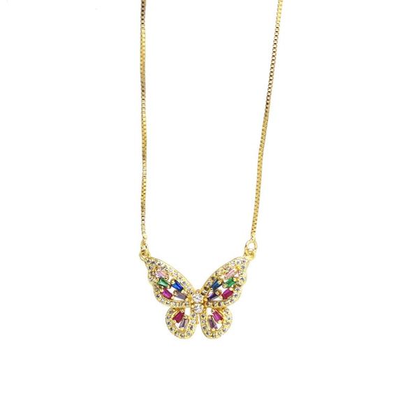 baoliren women's gold pave multi color zircon butterfly pendant necklace, Silver
baoliren women's gold pave multi color zircon butterfly pendant necklace, Silver