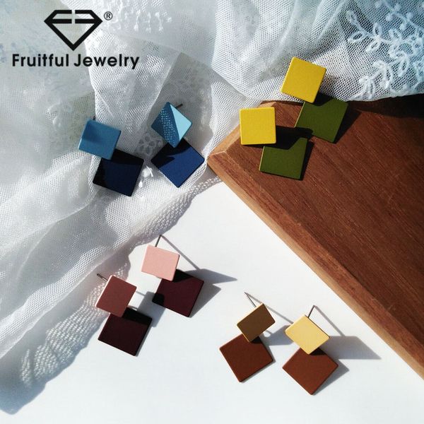 fruitful creative hit color geometric stud earrings frosted round metal texture stitching disc pendant earring for women, Golden;silver 
fruitful creative hit color geometric stud earrings frosted round metal texture stitching disc pendant earring for women, Golden;silver