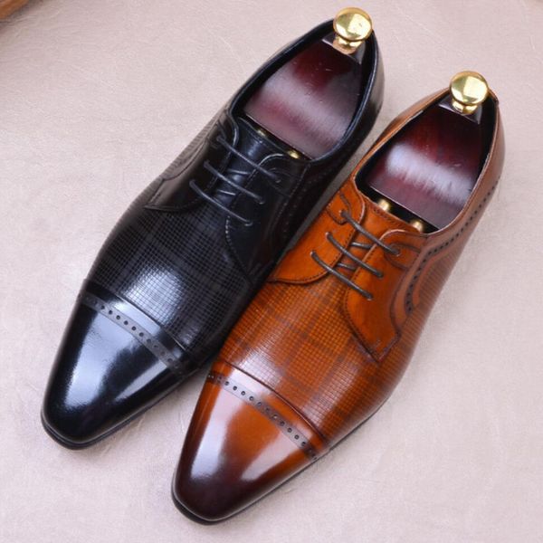dress shoes vintage designer man semi brogue genuine leather handcrafted office oxfords pointed toe laces men's suit flats ss595, Black
dress shoes vintage designer man semi brogue genuine leather handcrafted office oxfords pointed toe laces men's suit flats ss595, Black