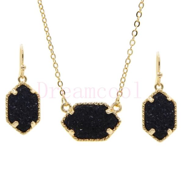 druzy drusy necklace earrings jewelry set oval hexagon style resin gold color dangle earings for women party wedding gift, Silver
druzy drusy necklace earrings jewelry set oval hexagon style resin gold color dangle earings for women party wedding gift, Silver