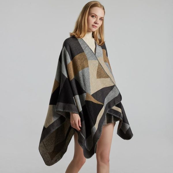 scarves 2021 autumn winter warm plaid ponchos and capes for women oversized shawls wraps cashmere femme bufanda plus size, Blue;gray
scarves 2021 autumn winter warm plaid ponchos and capes for women oversized shawls wraps cashmere femme bufanda plus size, Blue;gray
