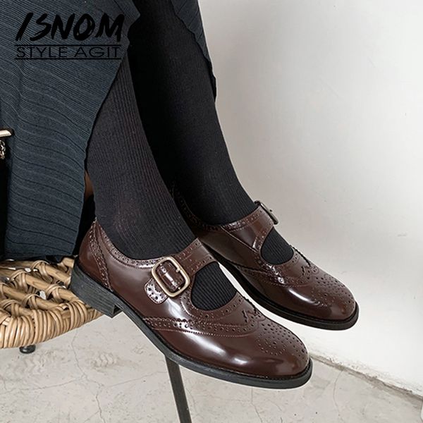 isnom buckle strap mary janes vintage 2020 cow leather shoes cut-out shoes round toe leisure casual flats, Black
isnom buckle strap mary janes vintage 2020 cow leather shoes cut-out shoes round toe leisure casual flats, Black
