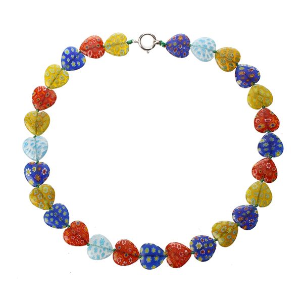 choker necklace venetian glass lampwork heart 16 mm, Silver
choker necklace venetian glass lampwork heart 16 mm, Silver