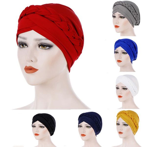 women bohemian braided turban hat india cap muslim hats fashion solid color beanie female bandanas, Blue;gray
women bohemian braided turban hat india cap muslim hats fashion solid color beanie female bandanas, Blue;gray