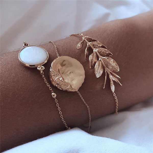modyle 3 pcs/set gold color leaf shaped punk vintage opal stone bracelets for women boho bracelet set party jewelry, Black
modyle 3 pcs/set gold color leaf shaped punk vintage opal stone bracelets for women boho bracelet set party jewelry, Black