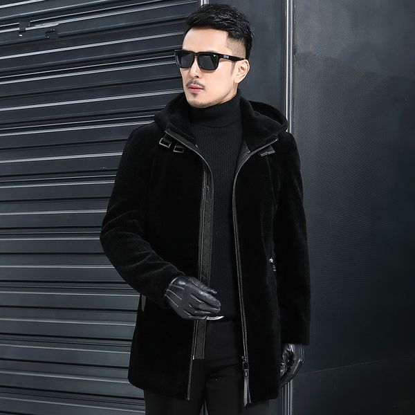 men's leather & faux real wool fur coat autumn winter jacket men sheep shearling streetwear long jackets plus size jlk18sy18262 y1997, Black
men's leather & faux real wool fur coat autumn winter jacket men sheep shearling streetwear long jackets plus size jlk18sy18262 y1997, Black
