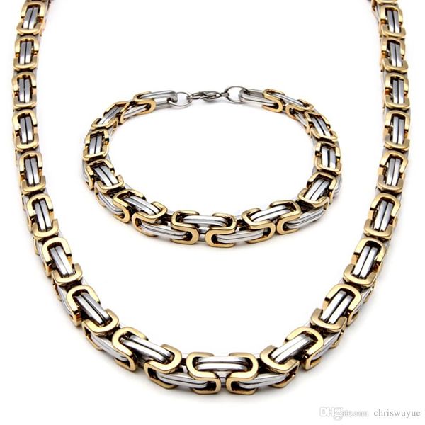 men's stainless steel fashion style necklace and bracelet link byzantine box chain set two-tone color nb660, Silver
men's stainless steel fashion style necklace and bracelet link byzantine box chain set two-tone color nb660, Silver