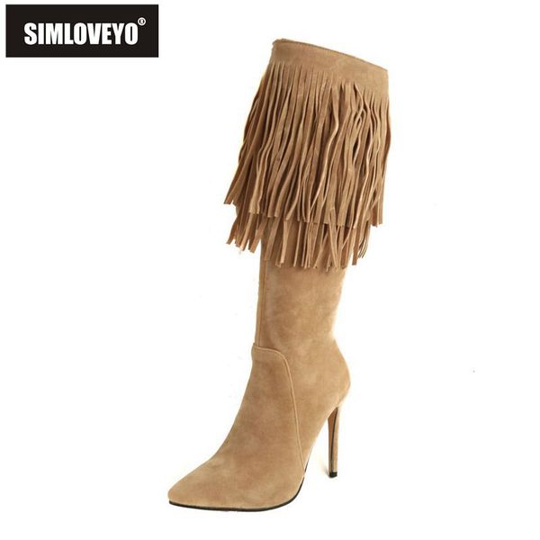 simloveyo woman knee high boots pointed toe thin high heel faux leather flock zipper fringe boots size 32-43 apricot black brown
simloveyo woman knee high boots pointed toe thin high heel faux leather flock zipper fringe boots size 32-43 apricot black brown
