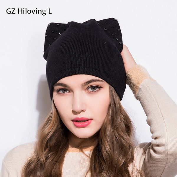 gzhilovingl new women autumn winter cat ear hat women soft wool girls winter knitted cap casual hip hop hat female gorros, Blue;gray
gzhilovingl new women autumn winter cat ear hat women soft wool girls winter knitted cap casual hip hop hat female gorros, Blue;gray