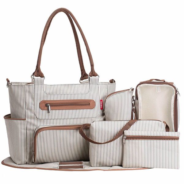 diaper 7 pieces set nappy tote large capacity for baby mom dad travel bag with stroller straps
diaper 7 pieces set nappy tote large capacity for baby mom dad travel bag with stroller straps