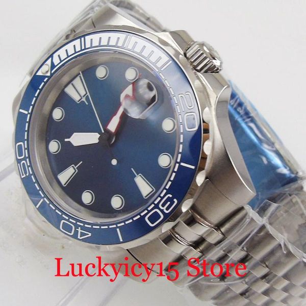 bliger fashional self winding men watch blue dial ceramic bezel miyota movement jubilee band date window, Slivery;brown
bliger fashional self winding men watch blue dial ceramic bezel miyota movement jubilee band date window, Slivery;brown