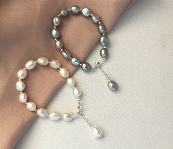 beaded, strands natural breeding freshwater gray white pearl 9-10mm baroque irregular bracelet, Black
beaded, strands natural breeding freshwater gray white pearl 9-10mm baroque irregular bracelet, Black