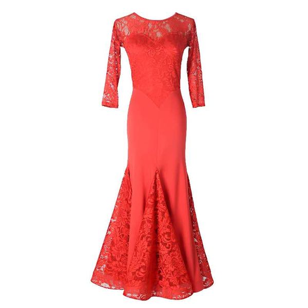 stage wear american smooth dress standard ballroom dresses women long sleeve waltz lace w2001, Black;red
stage wear american smooth dress standard ballroom dresses women long sleeve waltz lace w2001, Black;red